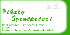 mihaly szentpeteri business card